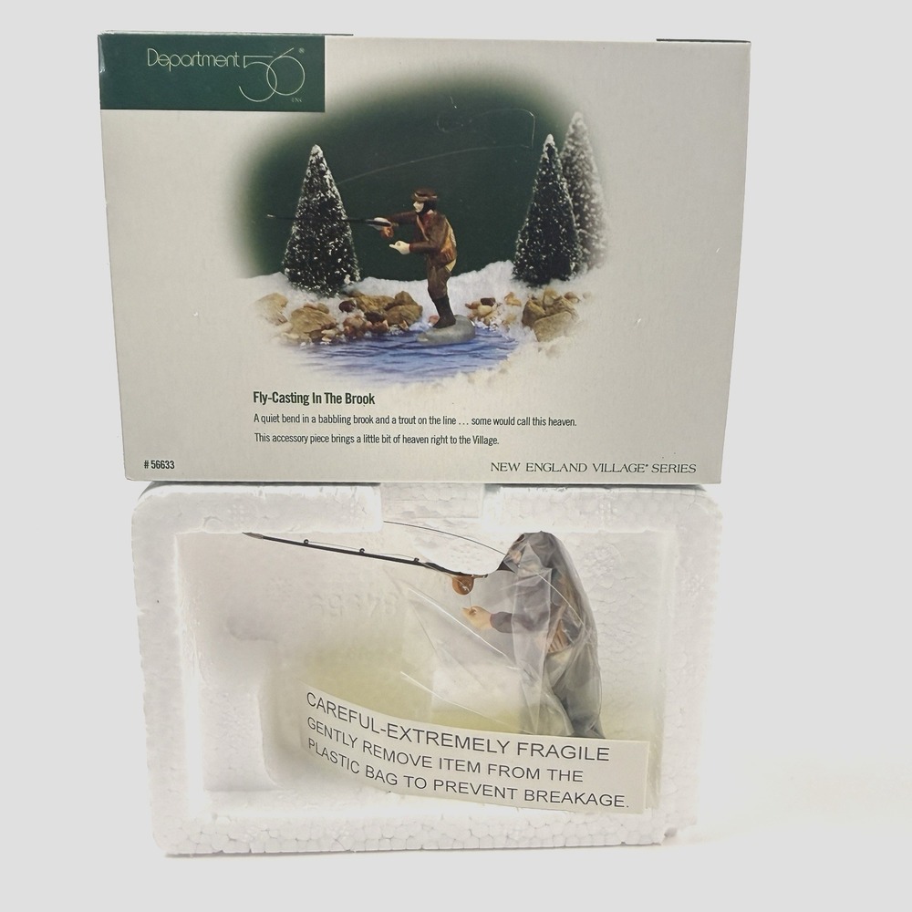 Dept 56 New England Village Fly Casting In The Brook Fishing Fisherman 56633